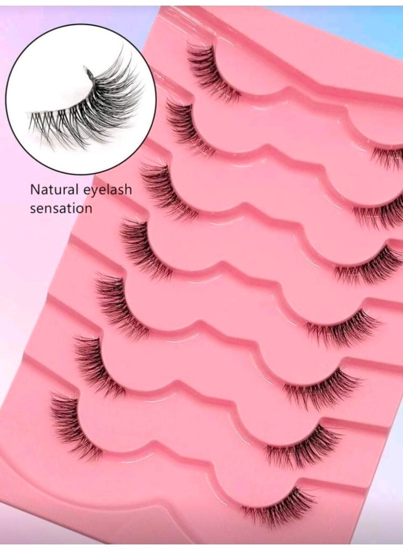 SHEIN-7Pairs Cat Eye False Eyelashes, Natural & Delicate, Criss-Cross Fluffy, Curled Corners. - Image 4